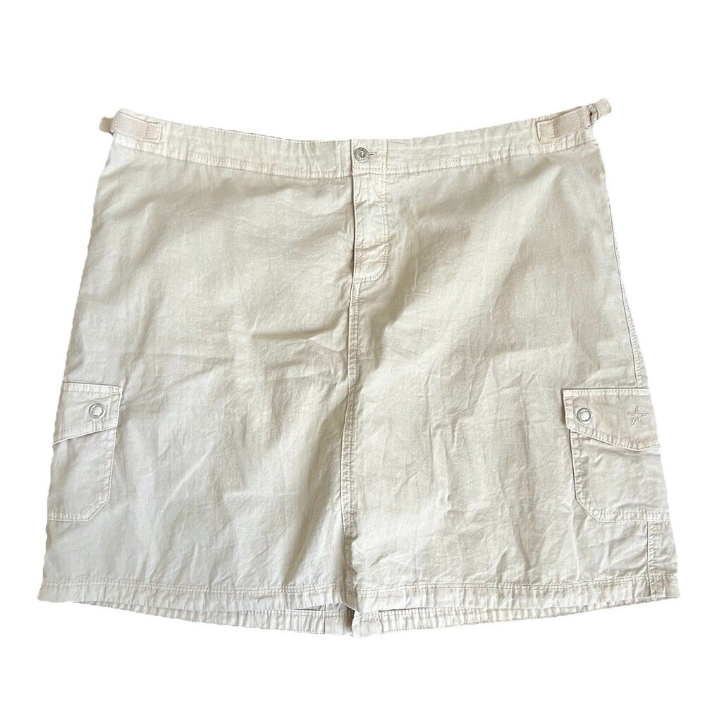 Fresh Produce Beige Adjustable Waist Safari Pockets Cotton Skirt Shorts Women XL